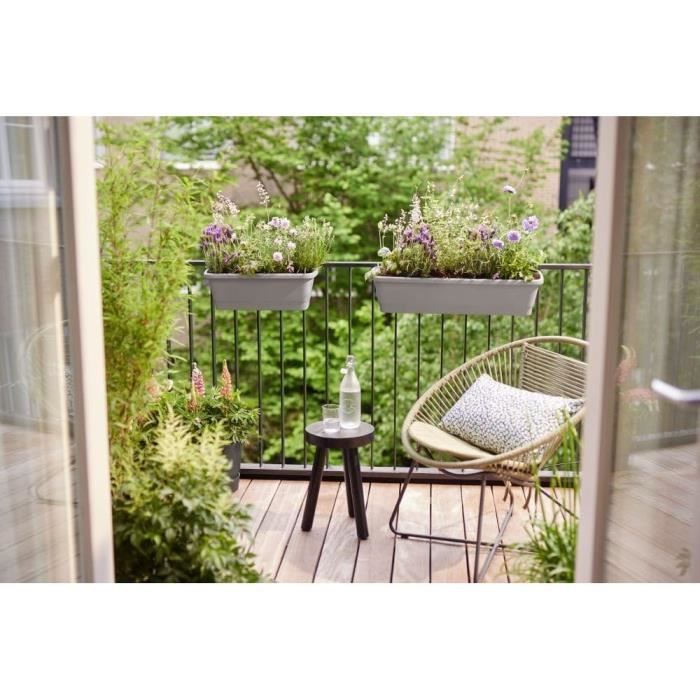 Elho Noa Balconiere Xl - Gray - L 78 x B 20 x H 18 cm - Outdoor balcony - 100% recycled