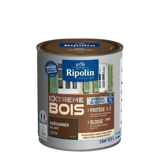 RIPOLIN Satin Wood Paint High Protection 10 years which Protects and Magnifies your Wood - Chestnut