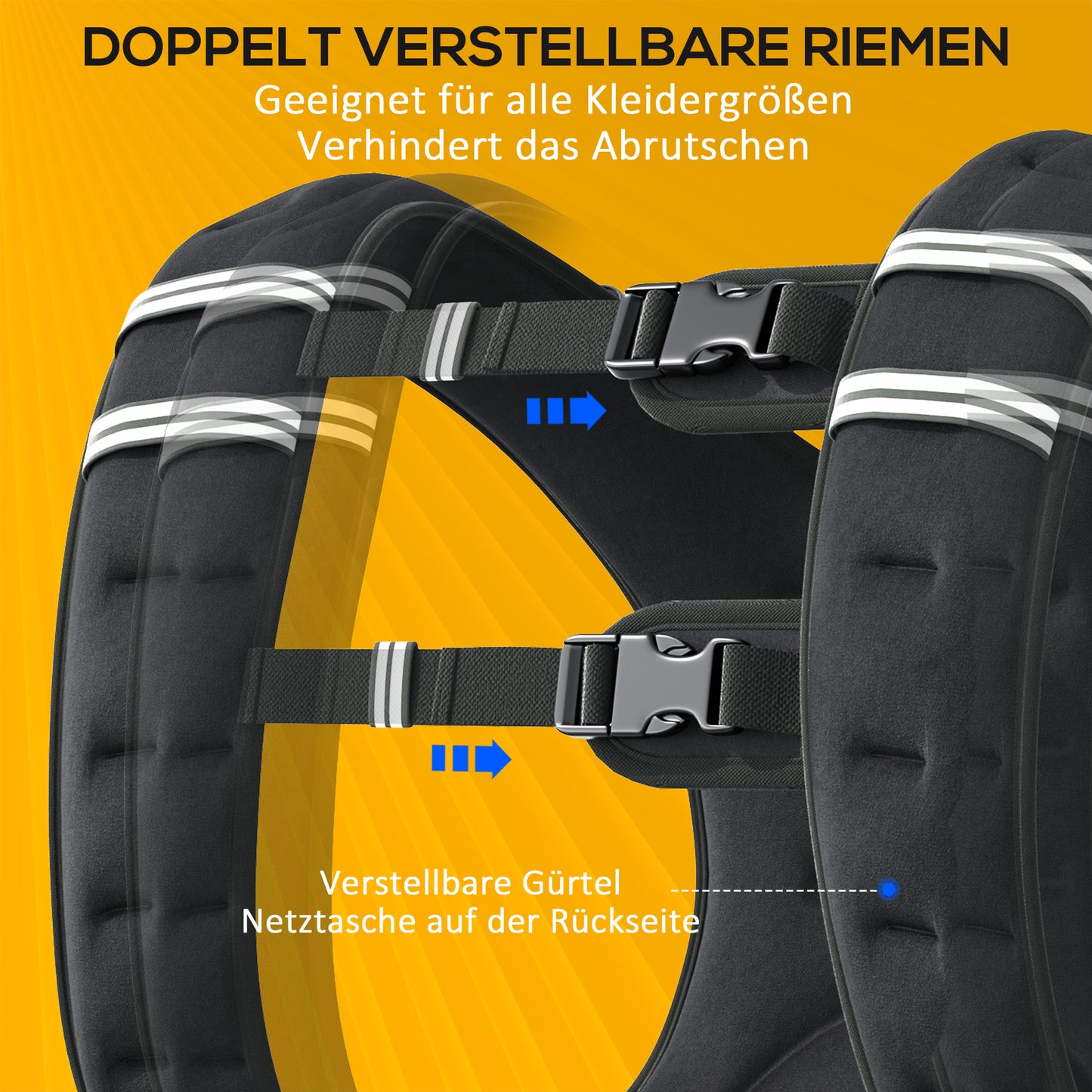 HOMCOM Gewichtsweste 5 KG / 8 KG / 10 KG verstellbare Trainingsweste mit herausnehmenbar Gewichten Laufweste Damen Herren für Muskelaufbau Krafttraining, Laufen, Fitness, Cross Training