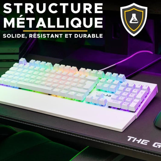 Gaming Keyboard - The G-Lab - KEYZ RUBIDIUM - Mechanical (Red Switch) - Wrist Rest - RGB - Wired - Azerty - White