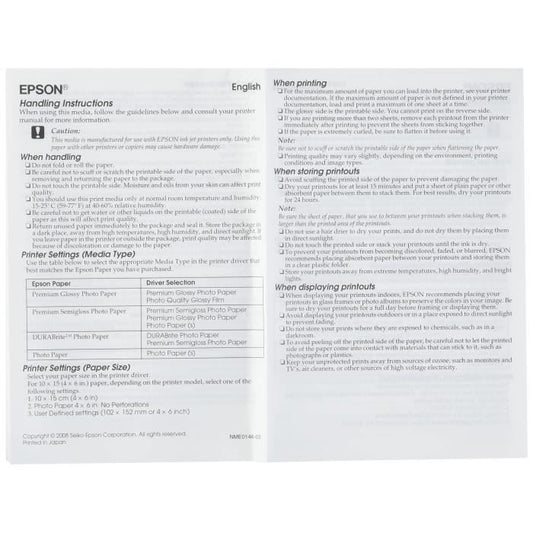 EPSON Premium Glossy Photo Paper 1 Pack S042154 - 130x180mm - 30 sheets - 255g / m2