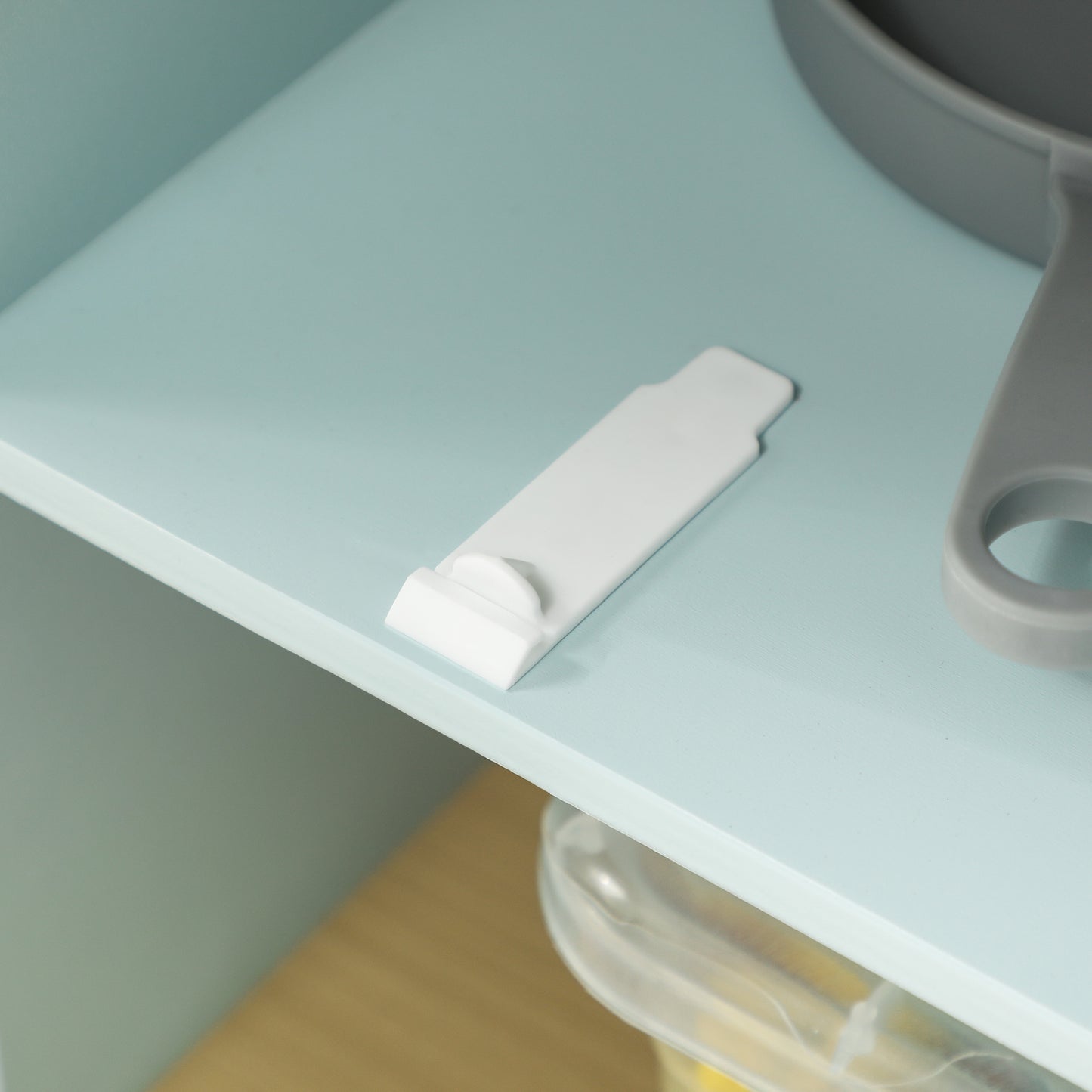 AIYAPLAY Spielküchen-Set, Kinderküche zum Spielen mit Mikrowelle, Herd und Backofen, Kochutensilien, MDF, Edelstahl, Blau