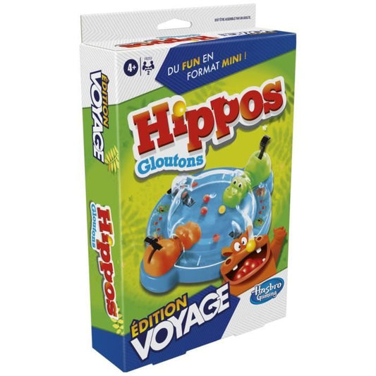 Gluttonous Hippos Voyage, Travel Board Game for 2 Players, Ages 4 and Up, Hasbro Gaming