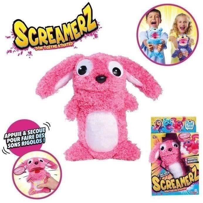 Smoby - Screamerz - Fun interactive plush toy - Rabbit - 27 cm - Noises when shaken or pressing the button
