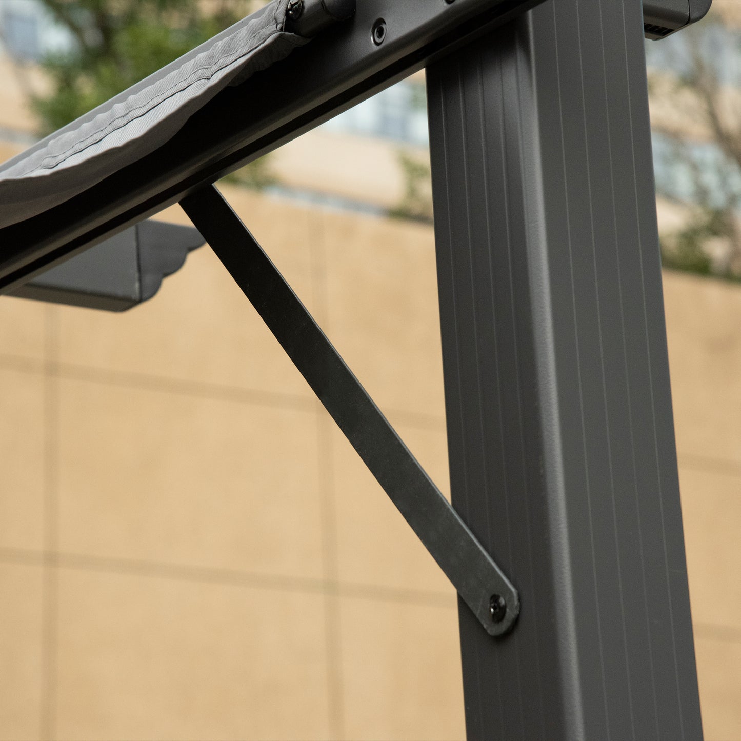 Outsunny Pergola Pavillon Terrassenüberdachung mit Schiebedach Garten Alu Kohlegrau+Dunkelgrau 3x3x2,23 m