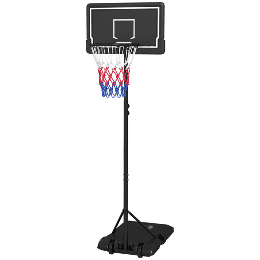 SPORTNOW Basketballständer, höhenverstellbar, mobil, befüllbar, bruchsichere Rückwand, Korbhöhe 1,82 - 2,13 m, Schwarz