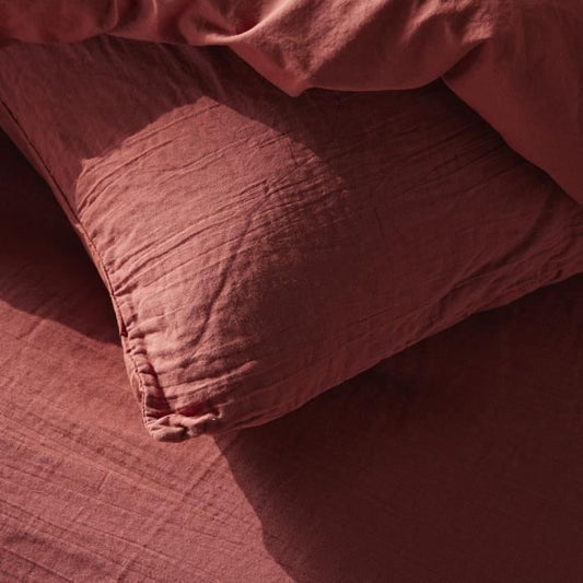 Bedding set - TODAY - 123334 - 1 person - 140x200 cm - Plain cotton gauze - Terracotta