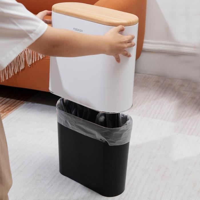 Narrow push bathroom bin - ALDO - KITCHEN MOVE - 10 L - Wood