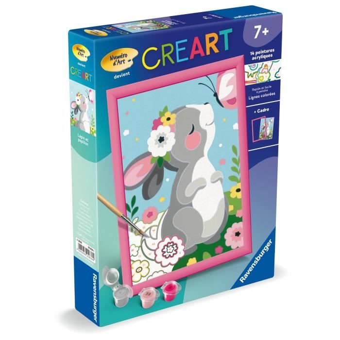 CreArt Kids 18x24cm Rabbit and Butterfly, Paint by Numbers Kit, Art Number, Ages 7+, 25836, Ravensburger
