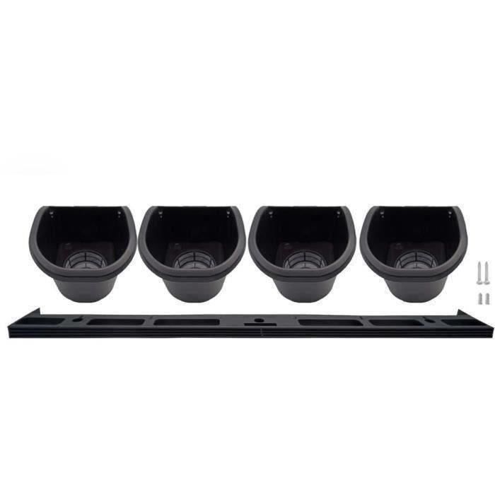 Wall planter - Wall kit consisting of a wall bracket and 4 pots (1 L) - Black - Dim H 15 x W 60 cm - NATURE