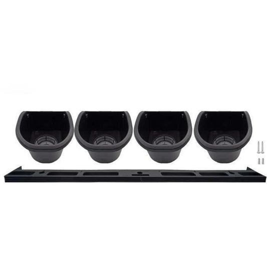 Wall planter - Wall kit consisting of a wall bracket and 4 pots (1 L) - Black - Dim H 15 x W 60 cm - NATURE