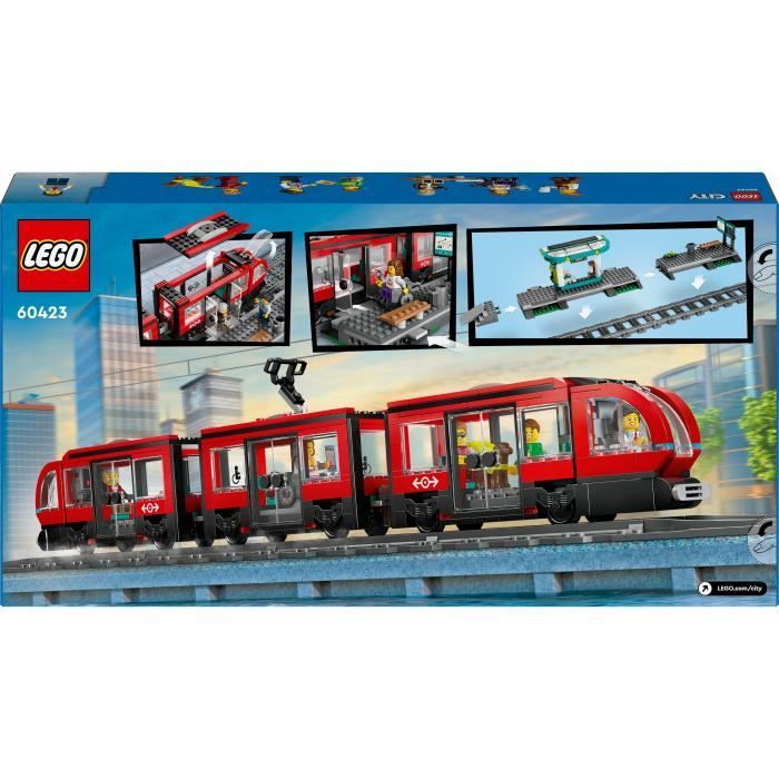 LEGO City 60423 Downtown Tram and Station Vehicle for Kids Ages 7 and Up