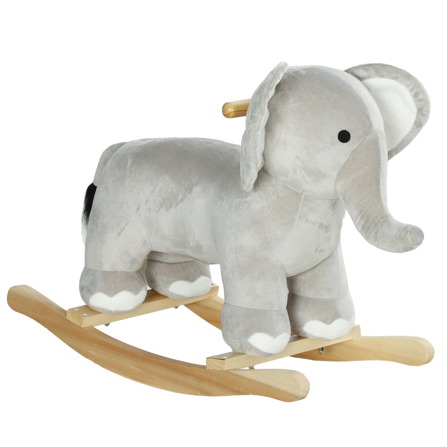AIYAPLAY Schaukelpferd, Elefant, Soundeffekte, sichere Basis, für 2-4 Jahre, 64,5x31x52 cm, Grau