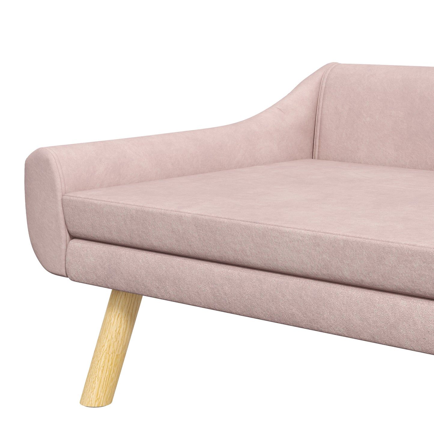 PawHut Haustiersoffa Hundesofa, Skandidesign, abnehmbares Polster, Samtoptik, 102 cm x 58,5 cm x 42,5 cm, Rosa + Natur