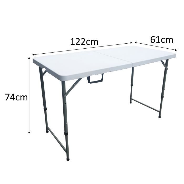 Folding table - 120 cm - 4 persons - Powder coated steel tubes, Ø 25 x 1 mm
