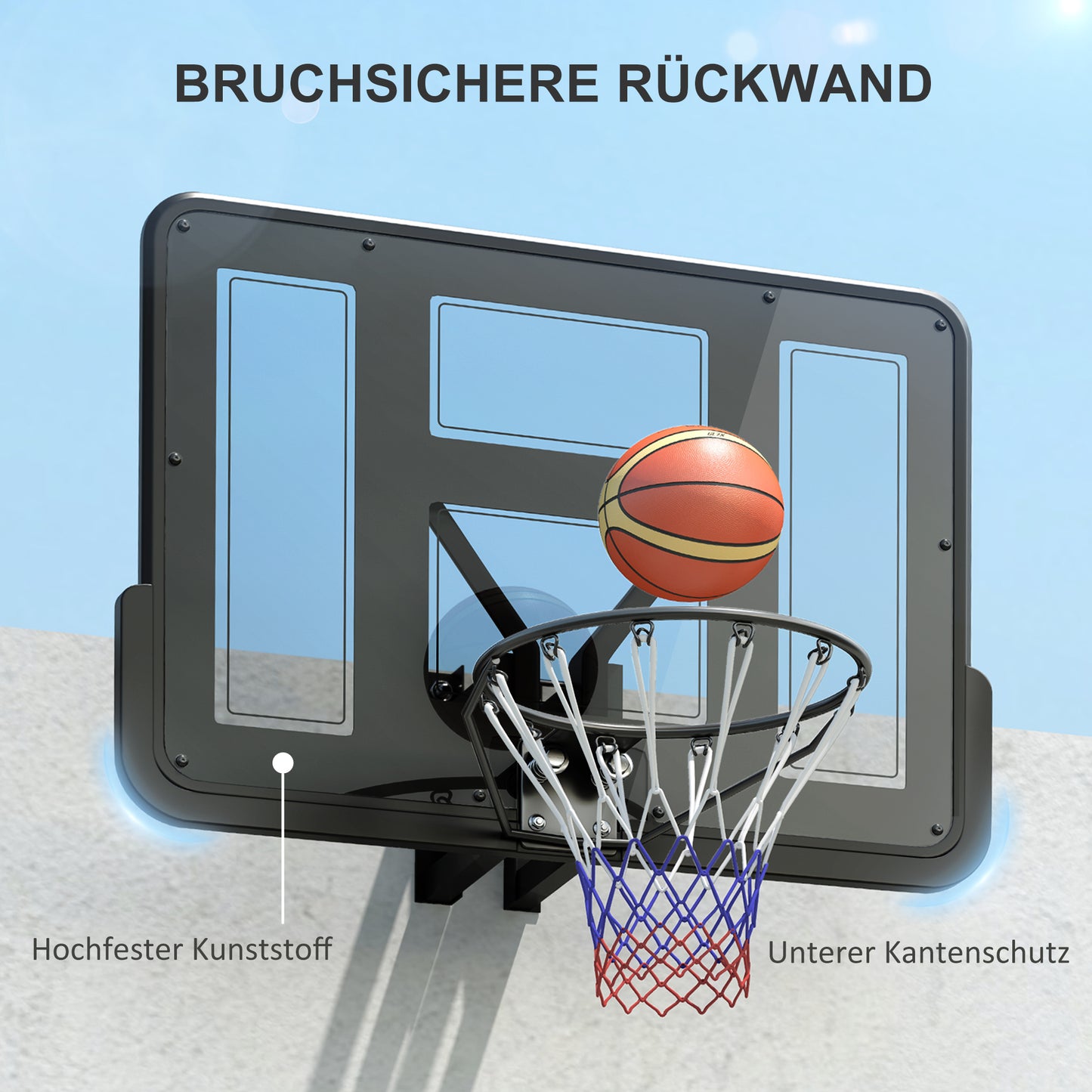 SPORTNOW Wandmontierter Basketballkorb, Reißfestes Netz, wetterbeständig, widerstandsfähig, für drinnen und draußen, Schwarz