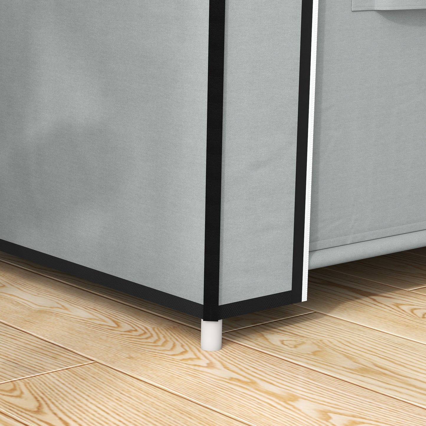 HOMCOM Kleiderschrank Stoffschrank 1 Kleiderstange, 2 Schubladen, 83 x 42.5 x 162,5 cm, Grau