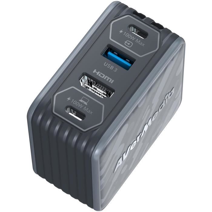 GaN Charger - AVERMEDIA - 100W with FHD Video Capture GC313Pro Black