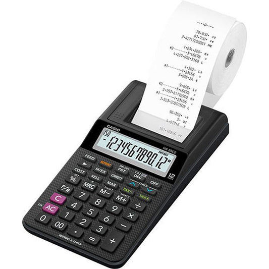 Printing Calculator - CASIO - HR8 RCE - Portable - LCD Display - Battery Powered