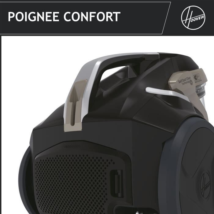 Bagless Cylinder Vacuum Cleaner - HOOVER - HP720PET - 850 W - 68 dBA - 2 L Cassette - Special parquet and animals