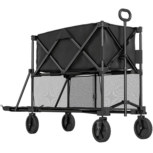 Outsunny Gartenwagen 200 kg belast zweistufige Transportwagen mit herausnehmbare Plane 369,5 Liter Schwarz