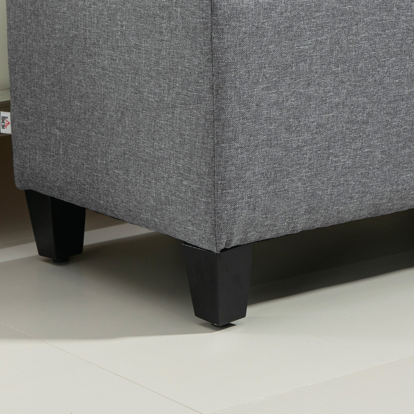 HOMCOM Sitzbank, Polsterbank mit Stauraum, leinenartiges Polyester, Kautschukholz, 100 x 40 x 44 cm, Hellgrau