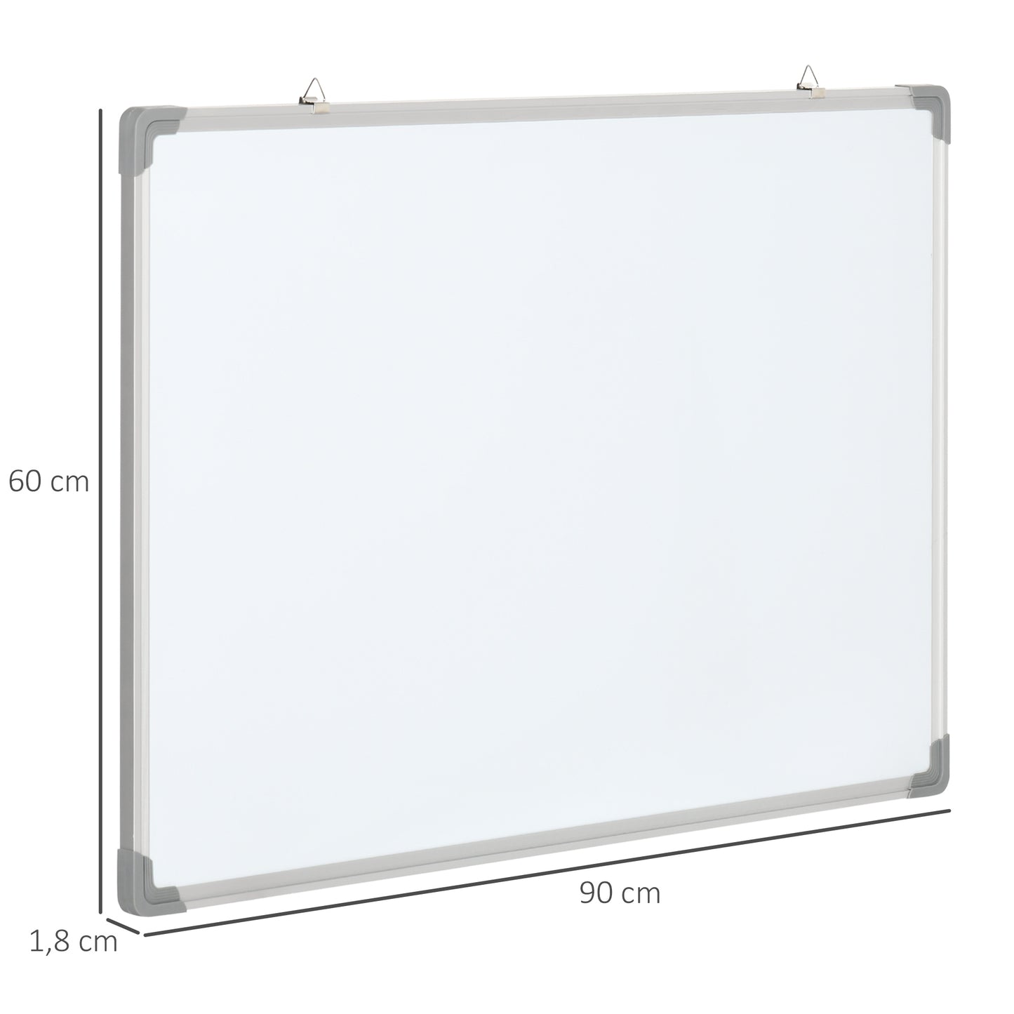 HOMCOM Whiteboard, Magnettafel, Notiztafel, inklusive Zubehör, 4 Stifte, 1 Schwamm, 10 Magnete, Weiß + Silber