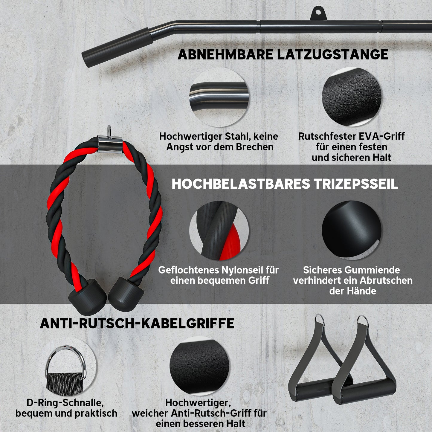 SPORTNOW Fitness Latzug Gym Fitnesssgeräte Kabelzug Pulley System Arm Krafttraining für Zuhause