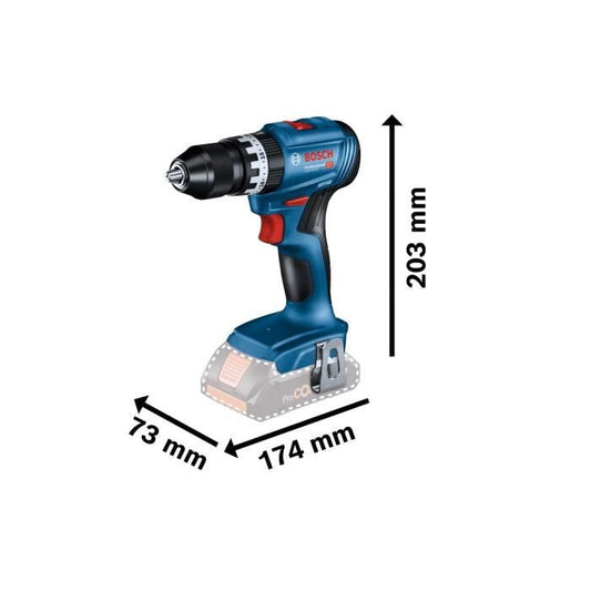 Percussion drill Bosch Professional GSB 18V-45 +2 2.0AH batteries + Gal 18V-20 charger, L-Case Pick & Click, 82pcs.