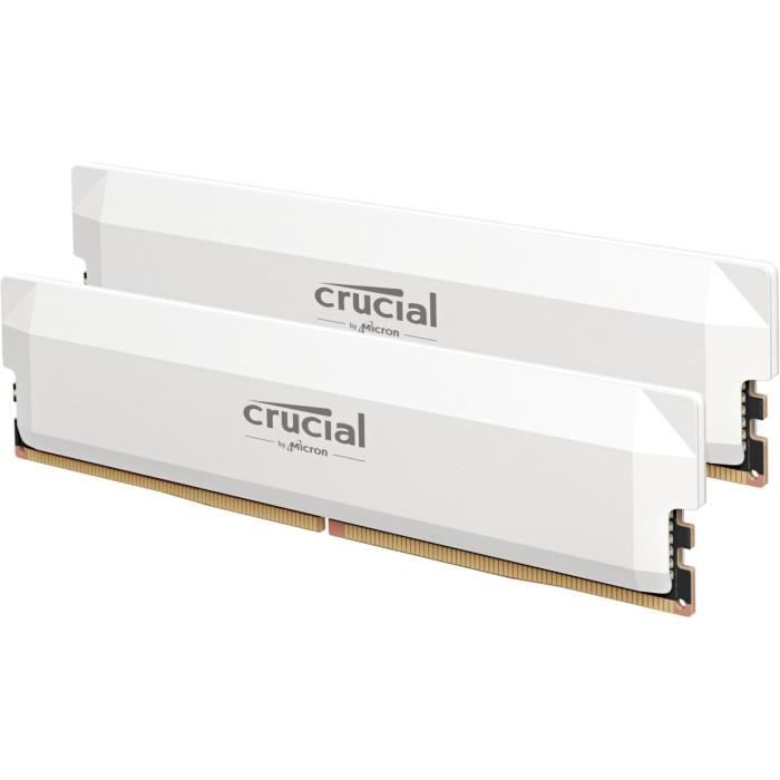 CRUCIAL DDR5 PRO RAM Memory - Overclocking Edition - Kit 64GB (2 x 32GB) - 6400 MT/s - CL40 - UDIMM - White