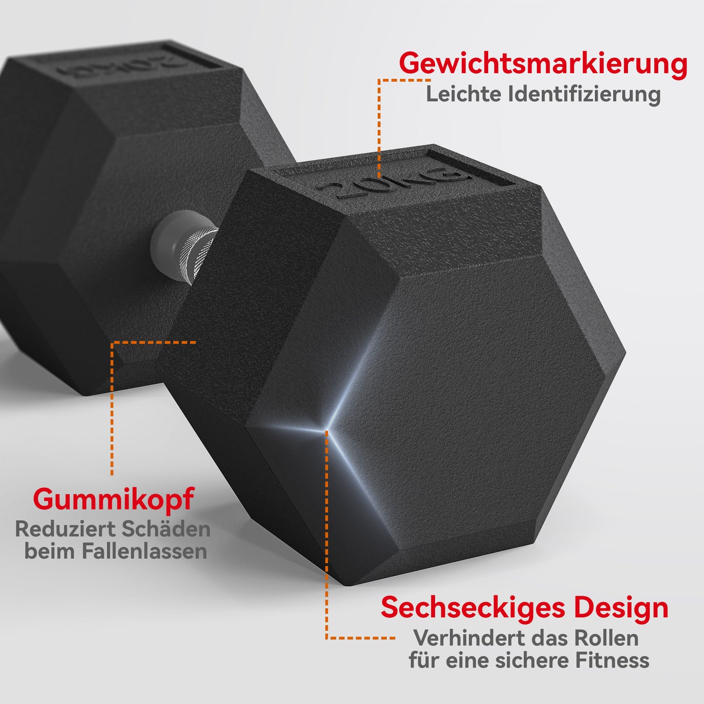 HOMCOM Hanteln mit gerändeltem Griff, Kurzhantel aus Gusseisen, 1 x 20kg, Kurzhanteln für Männer und Frauen, Dumbbell für Zuhause, Fitnessstudio, Krafttraining