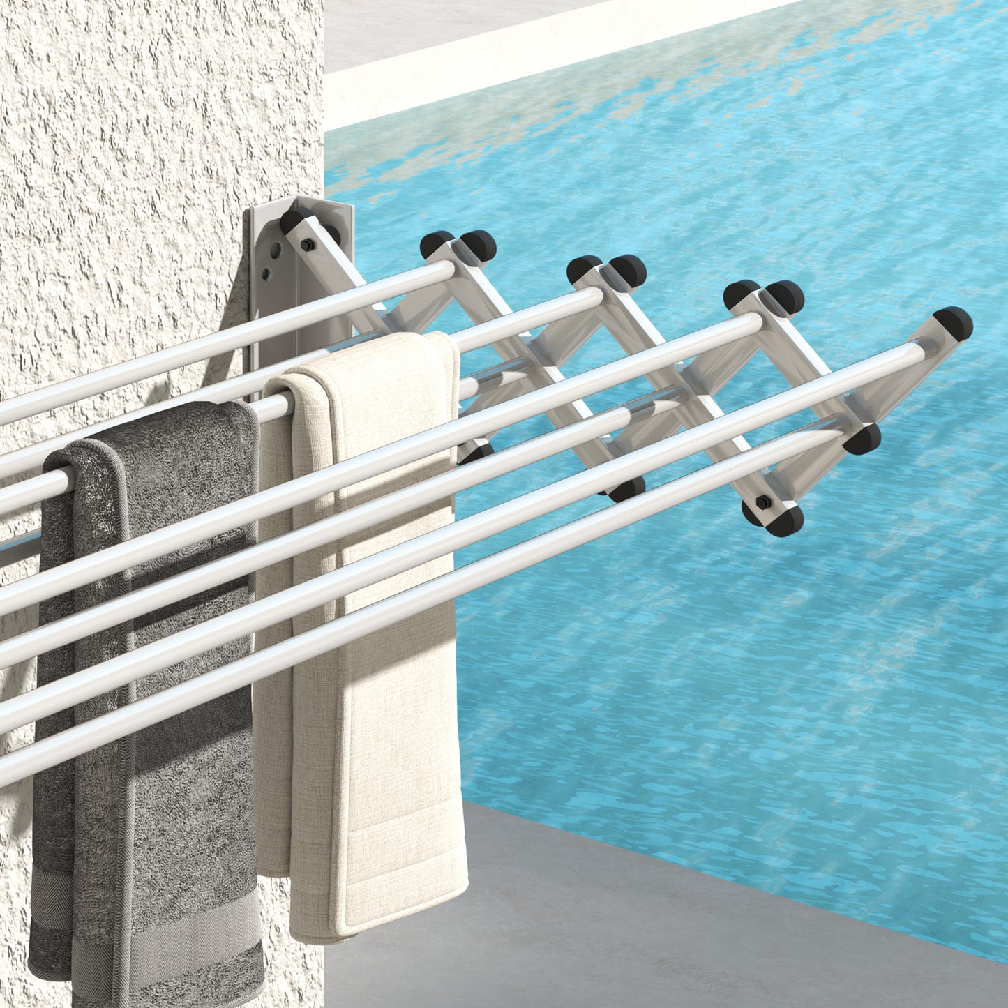 HOMCOM Handtuchhalter, Aluminium, verstellbar, für Innen- und Außenbereich, Silber