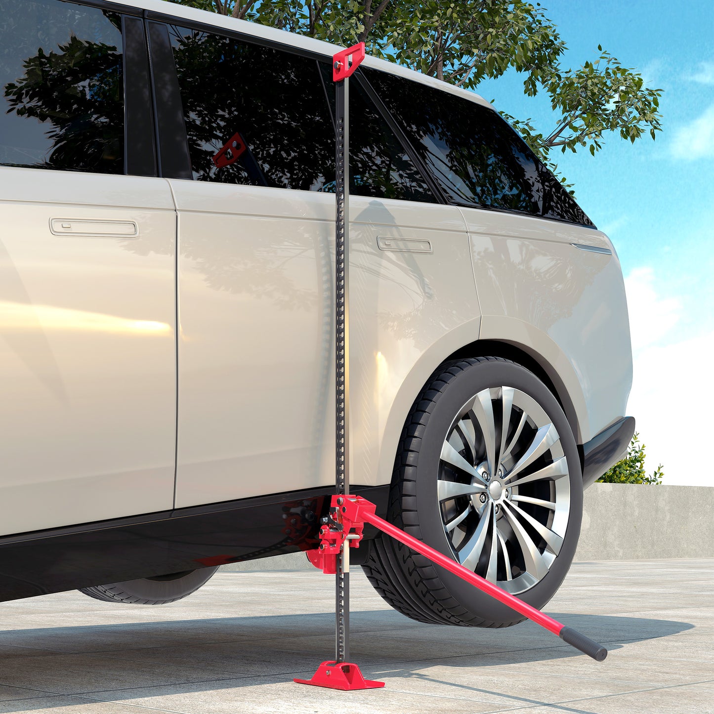 HOMCOM Farm Jack Wagenheber 135 cm 3000 kg Tragkraft Offroad Stockwinde aus Stahl Rot+Schwarz