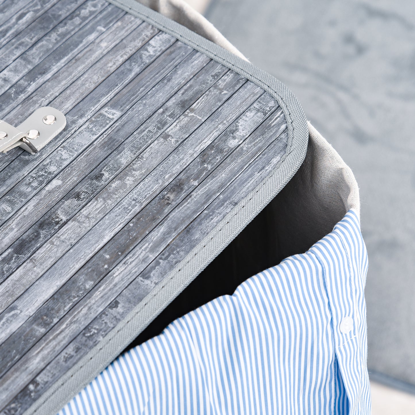 HOMCOM Wäschekorb schmal mit Deckel 72L Wäschesammler mit Griff, herausnehmbarer Wäschesack, Wäschebox für Waschküche Schlafzimmer Badezimmer, Grau