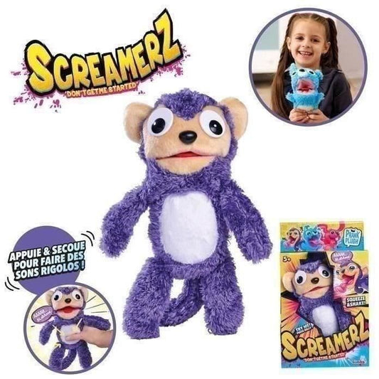 Smoby - Screamerz - Fun interactive plush toy - Monkey - 28 cm - Noises when shaken or pressing the button