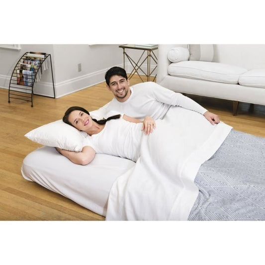 BESTWAY Horizon Double Flocked Inflatable Mattress + Sidewinder Electric Pump + Bag - 2 places - Blue
