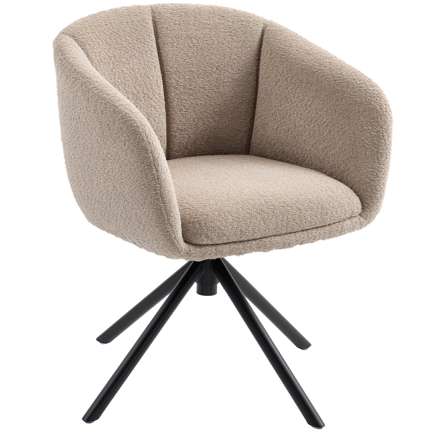 HOMCOM Sessel, Polsterstuhl mit bequemer Sitzschale, drehbar, kuscheliger Bezug, bis 120 kg, Hellbraun