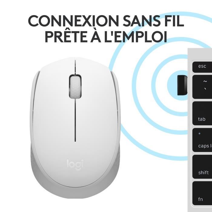 Logitech M171 2.4 GHz Wireless Mouse with USB Mini Receiver, Optical Tracking, Ambidextrous - Off-White
