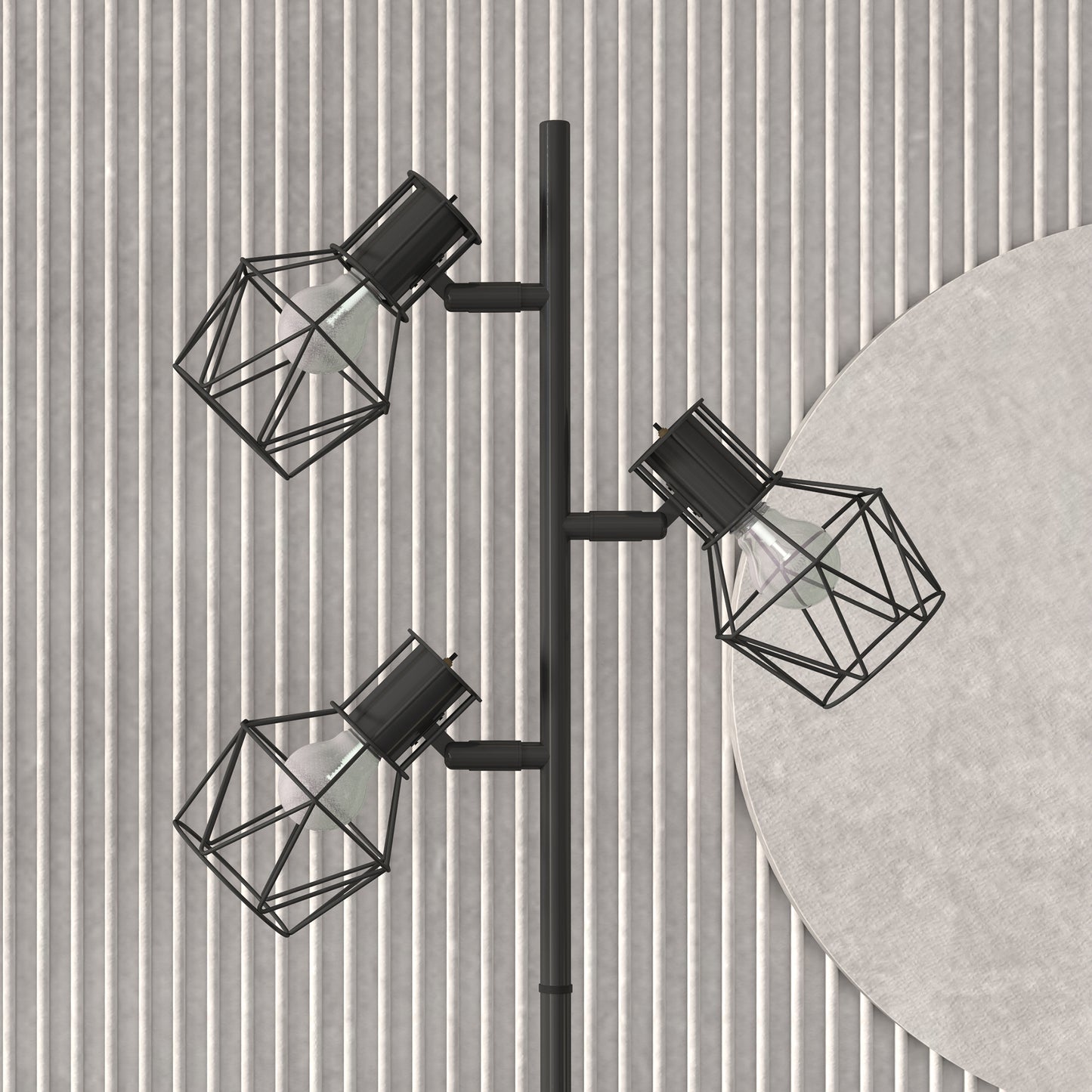 HOMCOM 3-Licht-Stehlampe mit flexiblen Leuchtelementen, baumähnliche Struktur, für Wohnzimmer und Schlafzimmer, Metall, Schwarz