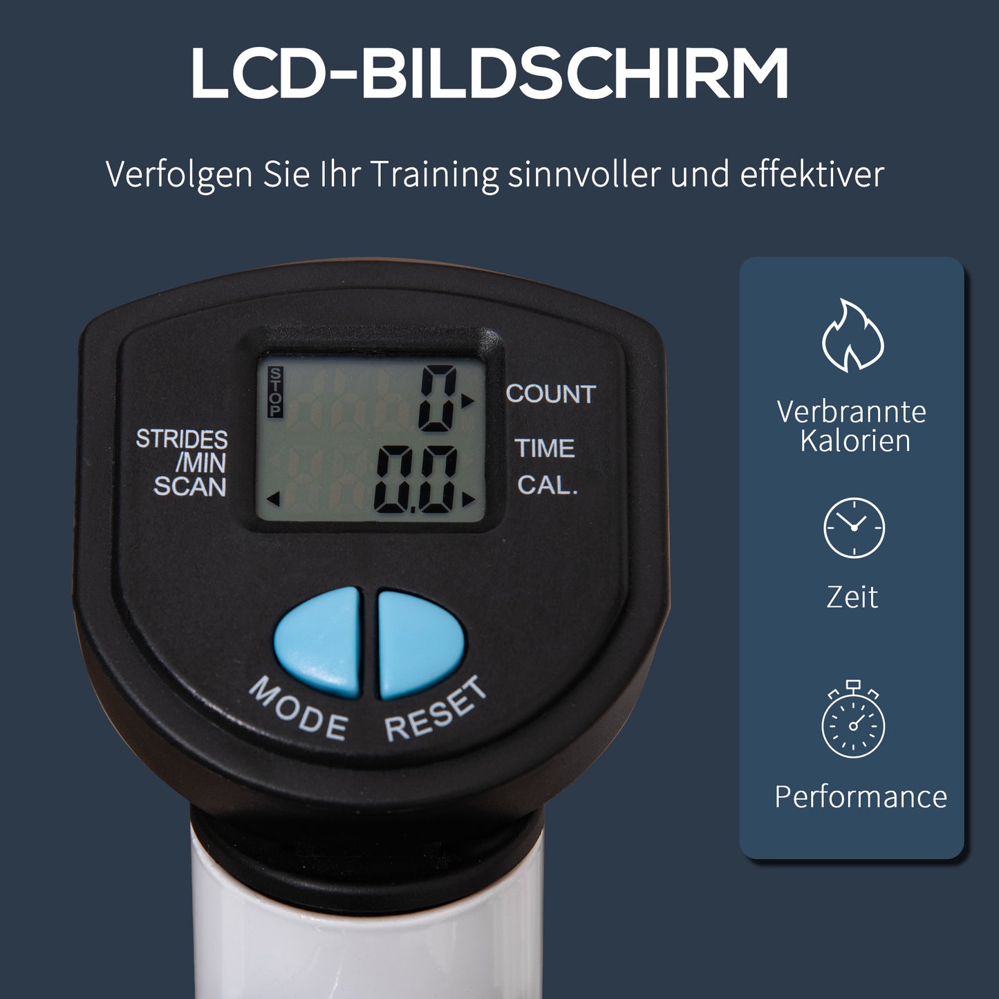 HOMCOM Stepper Fitnessgerät, LCD-Monitor, rutschfeste Pedale, Stahl und ABS, 55x44x108 cm, bis 100 kg
