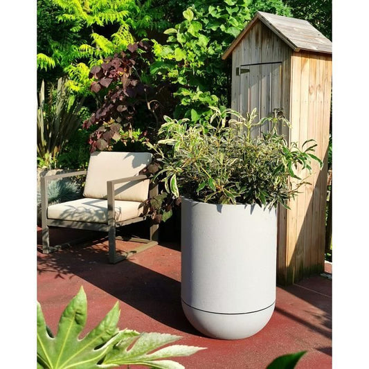 Flower box - RISS - RIVIERA GRANIT TULIPE - Plastic - Diameter 50 cm - Stone