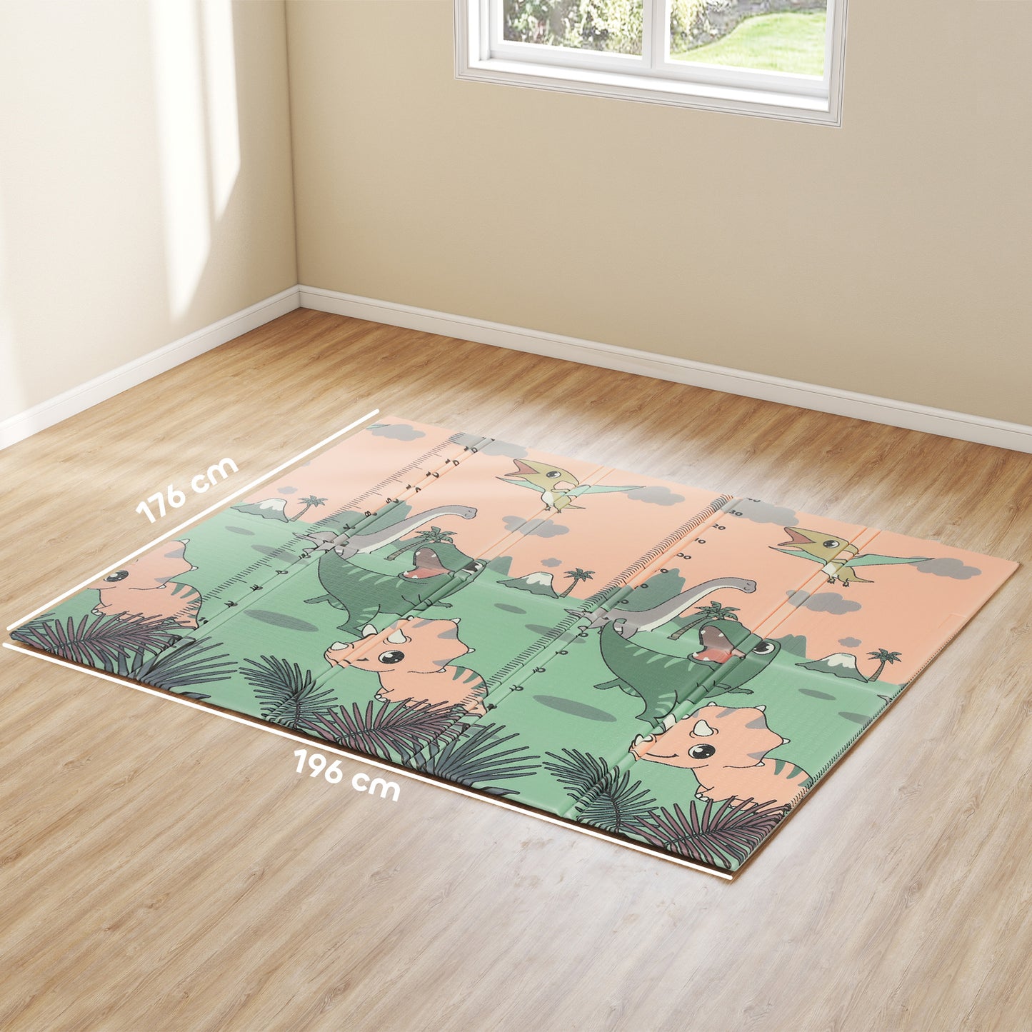 AIYAPLAY Spielmatte Baby 196 x 176 x 1,5 cm faltbar Doppelseitige Krabbelmatte Mehrfarbig