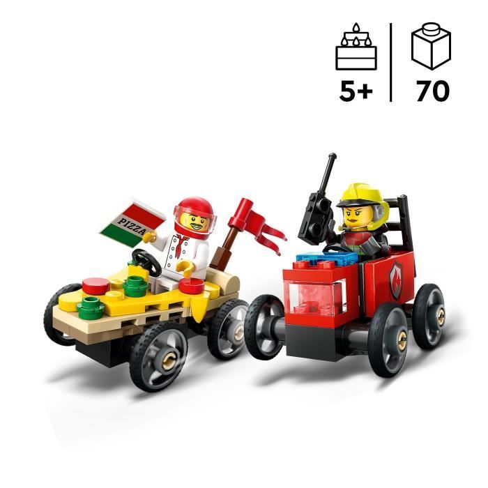 LEGO City 60458 Race Cars Pack: Pizza Truck vs. Fire Truck