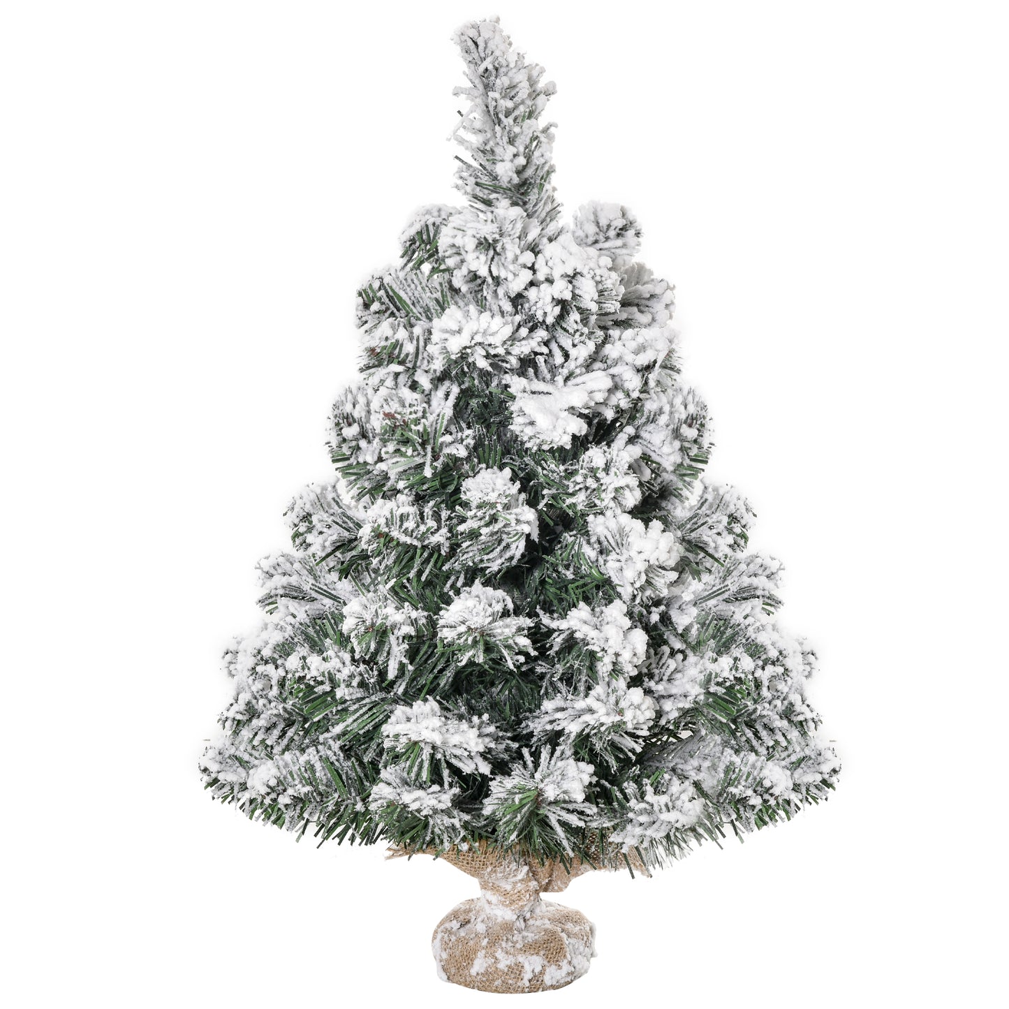 HOMCOM Mini Künstlicher Weihnachtsbaum 60 cm Tannenbaum künstlich mit Schnee, 67 Spitzen Zementbasis für drinnen Büro
