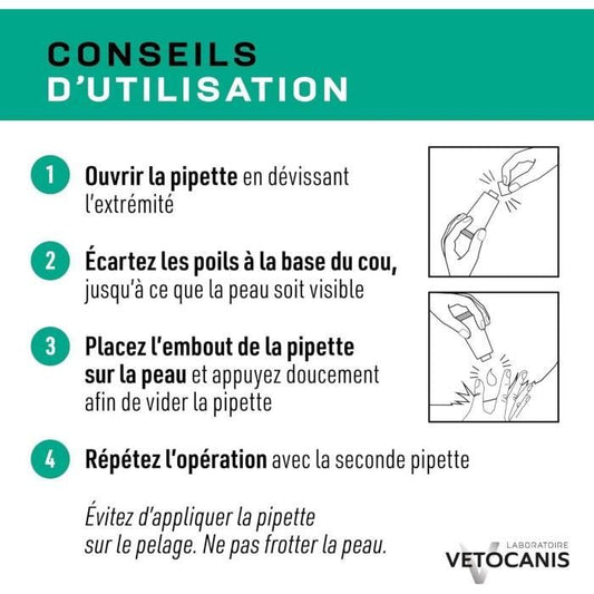 VETOCANIS 2 Flea and tick pipettes - For small dogs 2-10 kg - 2x 1 month protection