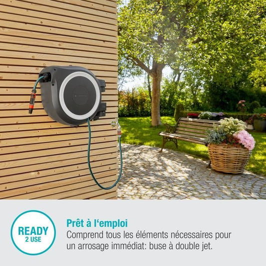 Gardena Automatic Wall Mural Rollup M/L White Liseret-Length 25m-Ø13mm-Full kit-5 years warranty (18622-20)