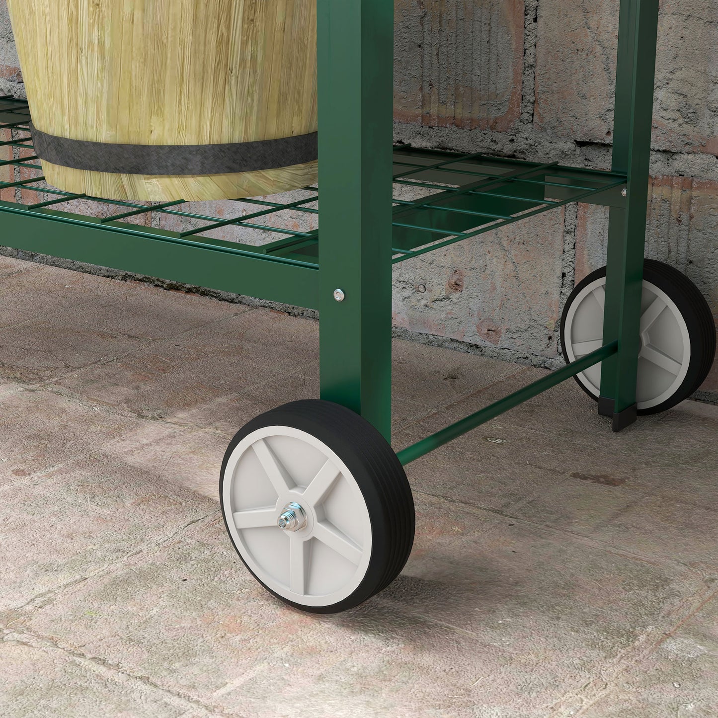 Outsunny Hochbeet Pflanzbeet Pflanzkasten, 1 Ablage, 2 Rollen, 109 cm x 44 cm x 80 cm, Grün