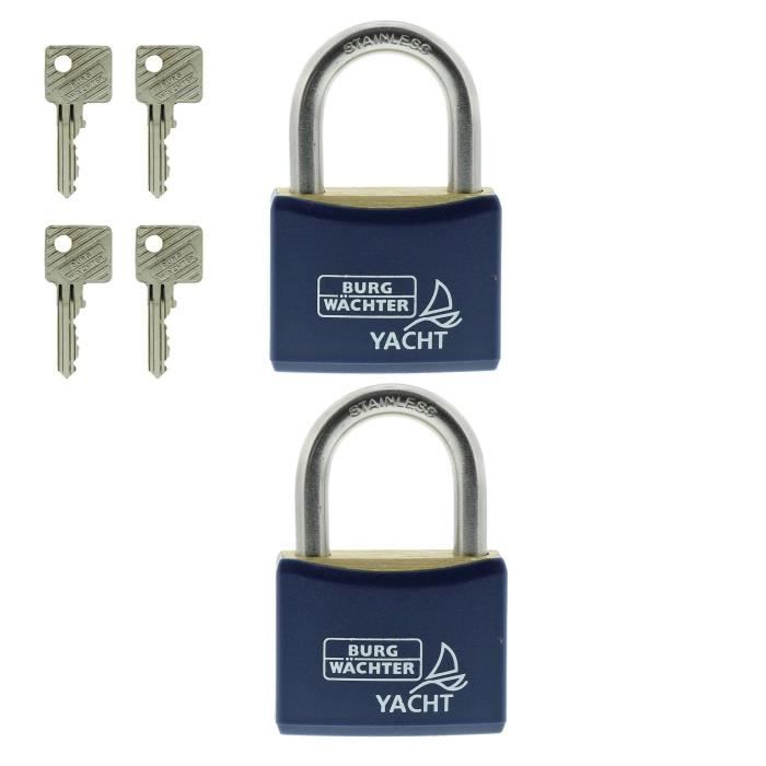 Set of 2 padlocks - BURG WACHTER - DUO 460 Ni 40 SB - Marine stainless steel, double locking