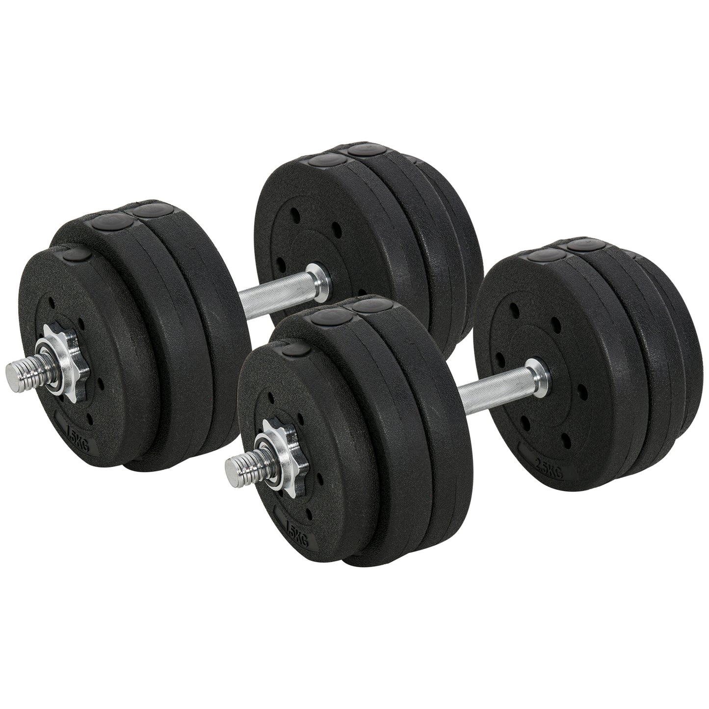 HOMCOM Kurzhantel Set 30KG Hantelset mit Hantelscheiben für Zuhause Büro Fitnessstudio Stahl Kunstleder Schwarz Krafttraining