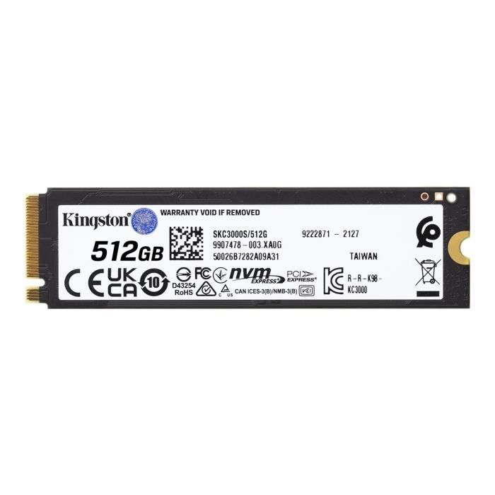 KINGSTON - Internal SSD - KC3000 - 512GB - M.2 NVMe (SKC3000S/512G)